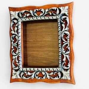 Rococo Revival Mexican Pewter Wood Picture Frame Artisan Vari Diseños 12.5”x15”